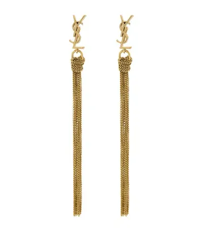 Saint Laurent Cassandre Tassel Pendant Earrings In Gold