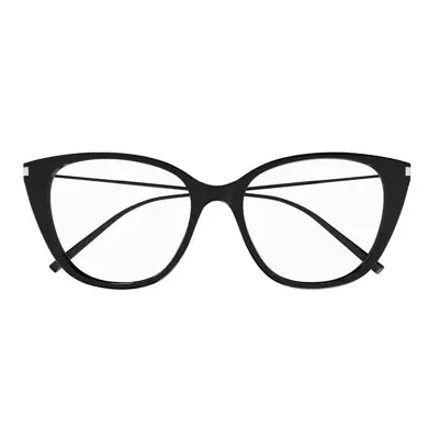 Saint Laurent Cat-eye Frame Glasses In 001 Black Black Transpare