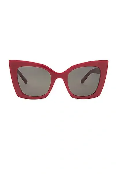 Saint Laurent Cat Eye Sunglasses In Red & Grey