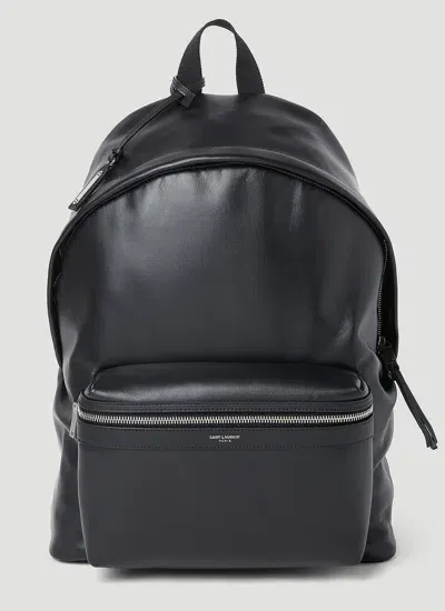 Saint Laurent City Leather Backpack In Black