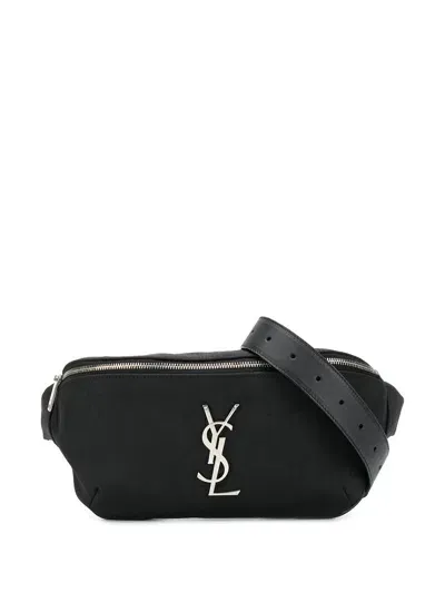 Saint Laurent Black Canvas Belt Bag