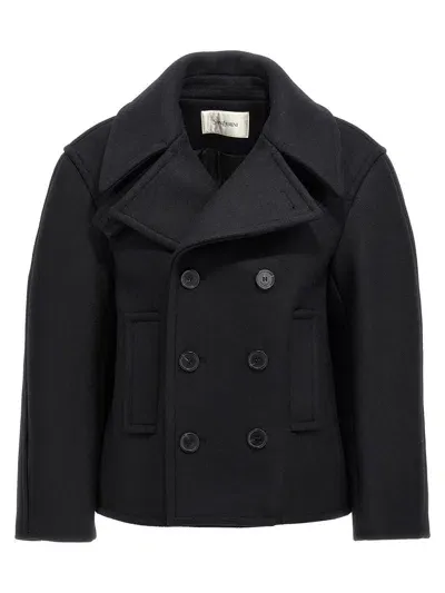 Saint Laurent Oversized Caban Coat In Black