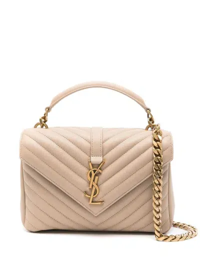 Saint Laurent College Medium Shoulder Bag In Dark Beige