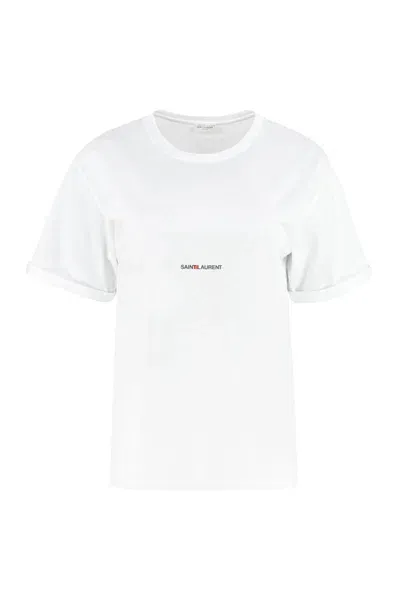 Saint Laurent Cotton Crew-neck T-shirt In White