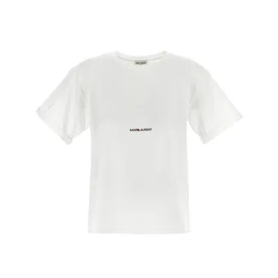 Saint Laurent Cotton Logo T-shirt In White