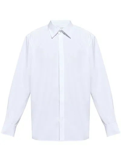 Saint Laurent Long-sleeve Cotton Shirt In White