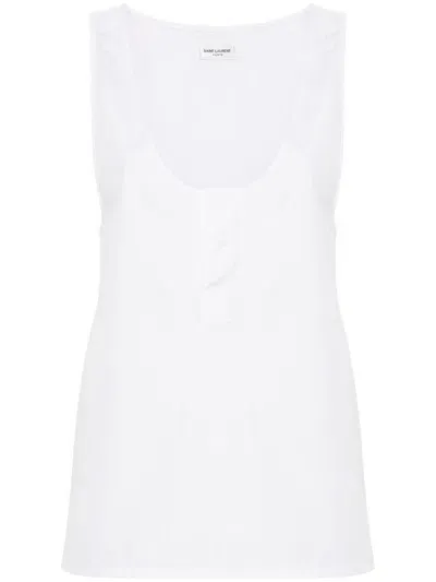 Saint Laurent Cotton Poplin Top In White