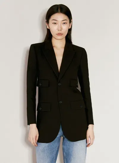 Saint Laurent Jacquard Crepe Blazer In Black