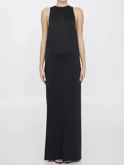 Saint Laurent Crepe Satin Maxi Dress In Black