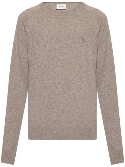 Saint Laurent Crew-neck Sweater In Grey