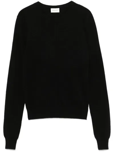 Saint Laurent Crew-neck Sweater In Black  