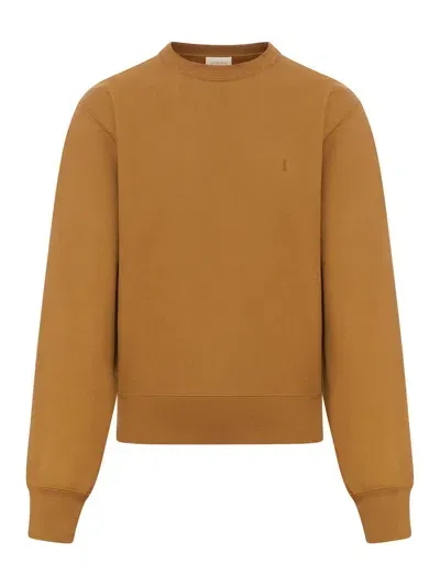 Saint Laurent Crewneck Long-sleeved Sweatshirt In Mordore