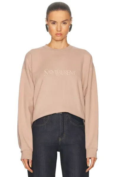 Saint Laurent Crewneck Sweatshirt In Nude Rose