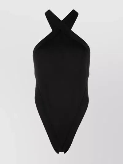 Saint Laurent Cut-out Halterneck Bodysuit In Black