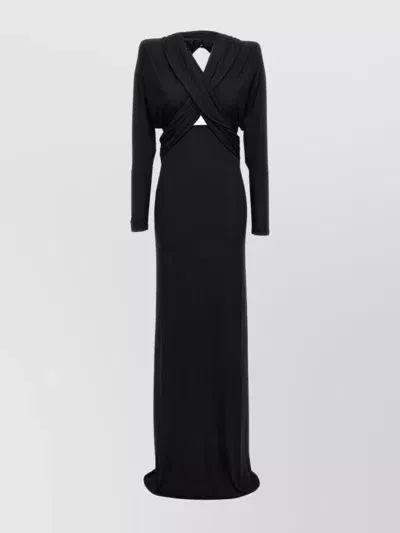 Saint Laurent Hooded Maxi Dress In Black