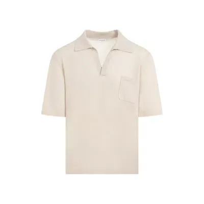 Saint Laurent Cassandre Polo Shirt In Neutrals