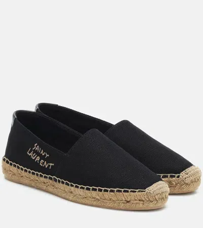 Saint Laurent Embroidered Canvas Espadrilles In Black