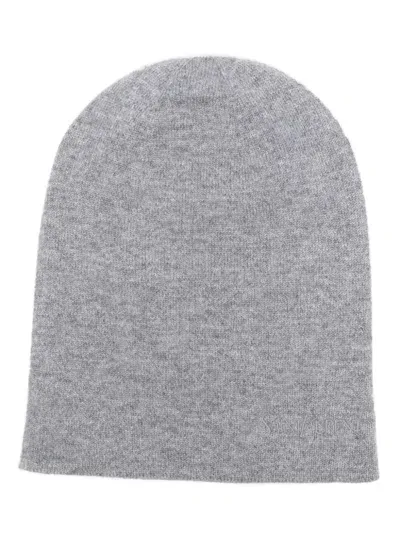 Saint Laurent Cashmere Embroidered-logo Beanie In Grey