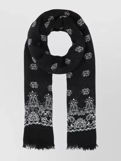 Saint Laurent Fringed Paisley-print Modal And Cashmere-blend Scarf In White