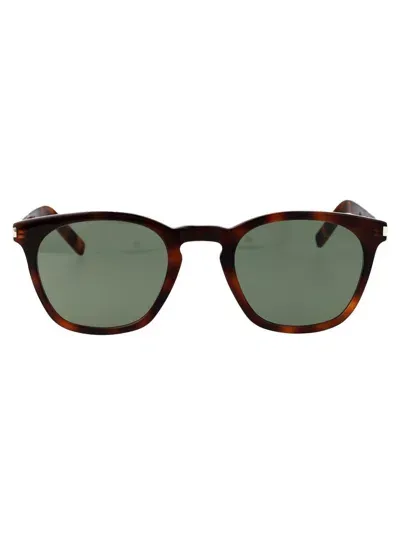 Saint Laurent Eyewear Sunglasses In 002 Havana Havana Green