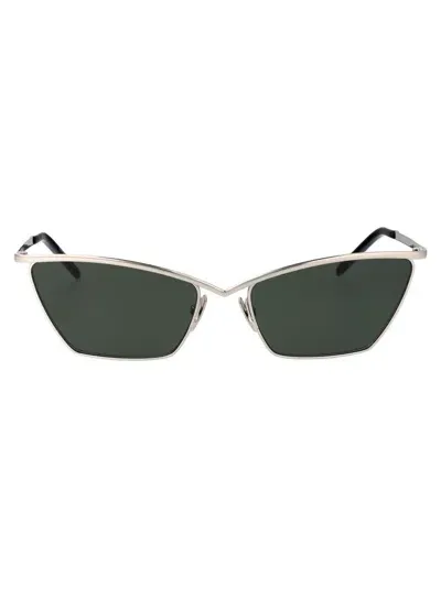 Saint Laurent Eyewear Sunglasses In 002 Silver Silver Grey