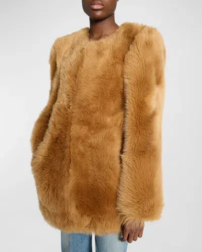 Saint Laurent Faux Fur Jacket In Kangourou