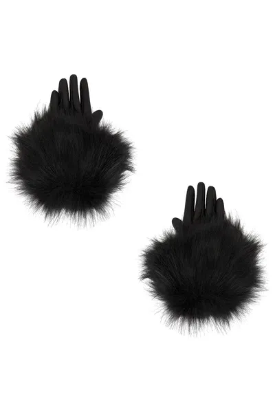 Saint Laurent Faux Fur Leather Gloves In Black