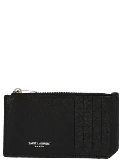 Saint Laurent Fragments Card Holder In Black