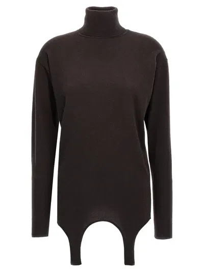 Saint Laurent Garter Sweater In Brown