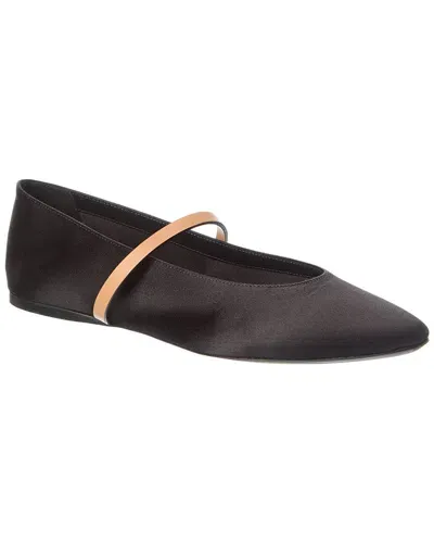 Saint Laurent Gio Ballerina Flat In Nero & Brown Gold