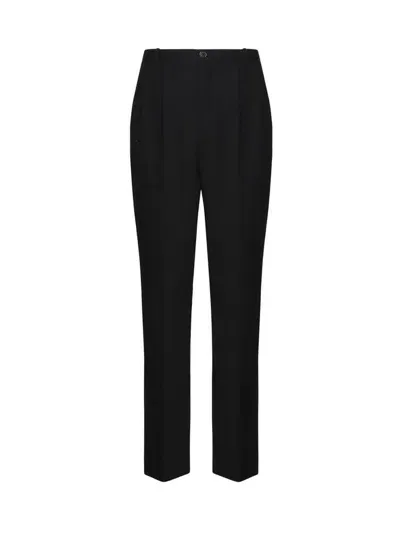 Saint Laurent Grain De Poudre Straight Leg Pants In Black