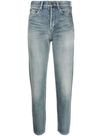 Saint Laurent High-rise Tapered Jeans In Blue