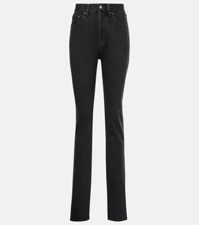 Saint Laurent High-rise Slim Jeans In Black