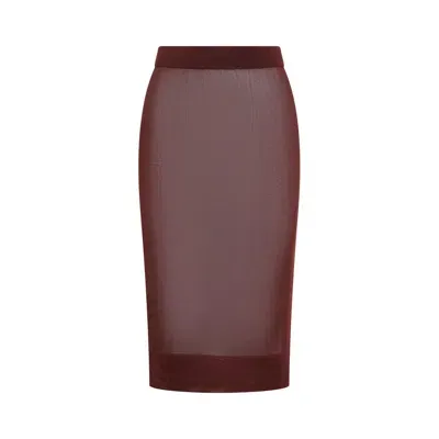 Saint Laurent High Waist Pencil Skirt In Brown