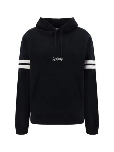 Saint Laurent Logo Hoodie In Black