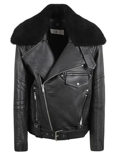 Saint Laurent Wrap Zip Classic Biker Jacket In Black