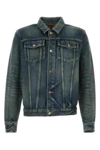 Saint Laurent Denim Jacket Casual Jackets, Parka In Blue