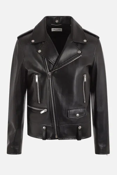 Saint Laurent Classic Zipped Biker Jacket In Black