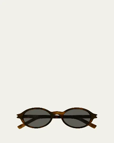 Saint Laurent Jeanne Round Acetate Sunglasses In Havana