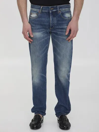 Saint Laurent Straight Leg Jeans In Blue