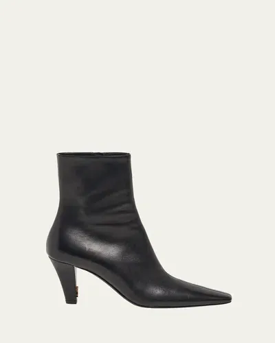 Saint Laurent Jill Calfskin Ankle Booties In Black