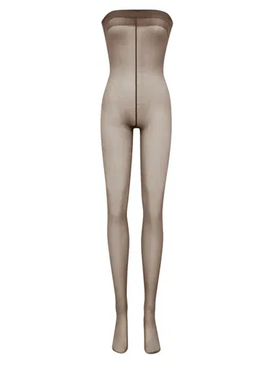 Saint Laurent Jumpsuit Tights In Brown