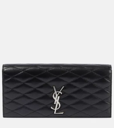 Saint Laurent Kate Leather Clutch In Black