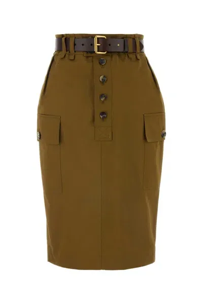 Saint Laurent Cassandre Pencil Skirt In Green