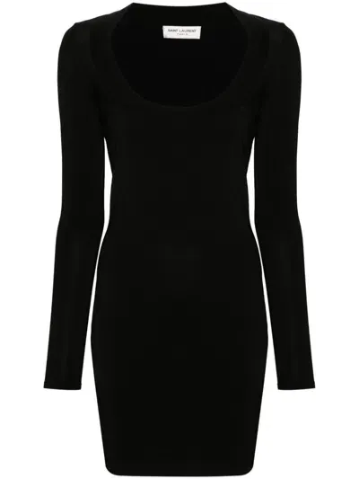 Saint Laurent Jersey Mini Dress In Black