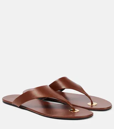 Saint Laurent Kouros Leather Sandals In Cigare