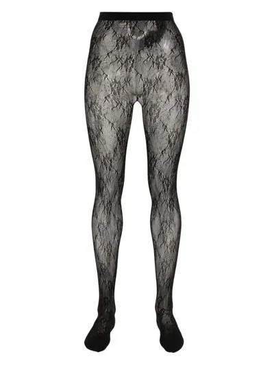 Saint Laurent Lace Tights In Black