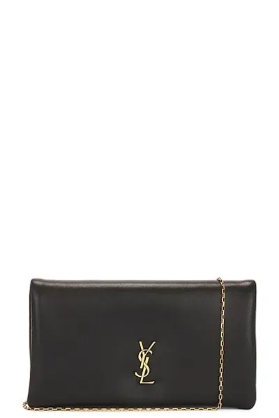 Saint Laurent Large Bi-fold Wallet On Chain In Nero