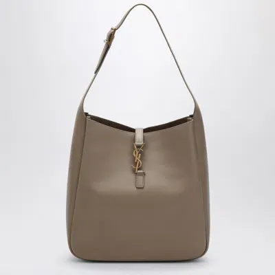 Saint Laurent Large Le 5 À 7 Dusty Grey Leather Bag In Brown