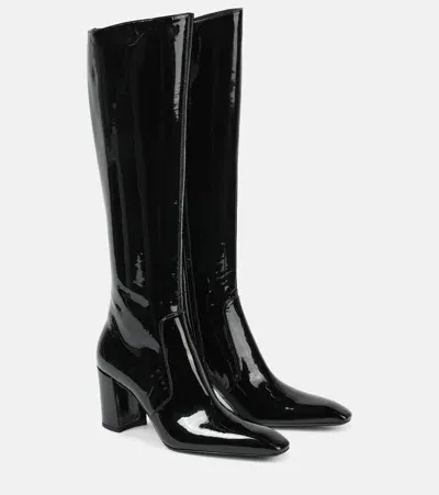 Saint Laurent Cleveland Leather Knee Boots In Nero